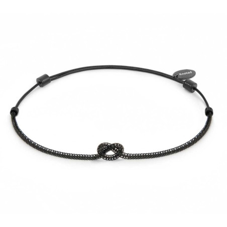 Bracciale Unisex Marlù 25BR0002N-M con nodo catena foxtail Nero