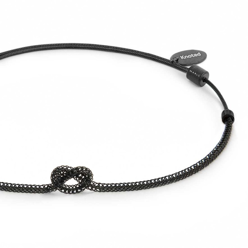 Bracciale Unisex Marlù 25BR0002N-S con nodo catena foxtail Nero