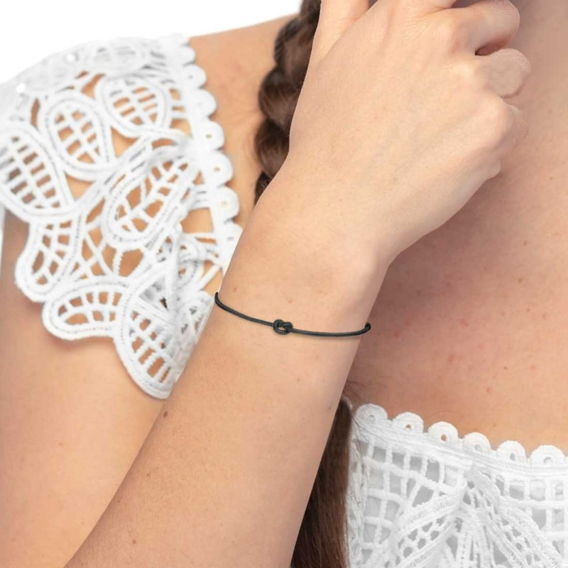 Bracciale Unisex Marlù 25BR0002N-S con nodo catena foxtail Nero