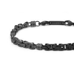 Bracciale Uomo Marlù 30BR0025N catena bizantina acciaio e pvd Nero