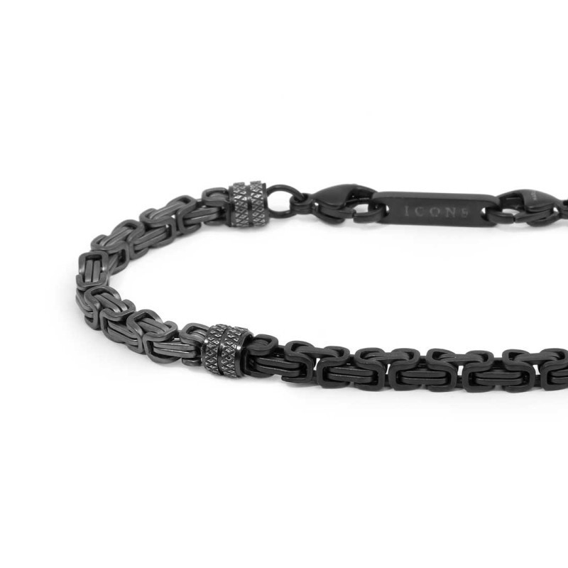 copy of copy of copy of Bracciale Uomo Marlù 30BR0025 catena bizantina acciaio e pvd titanio 0,6cm