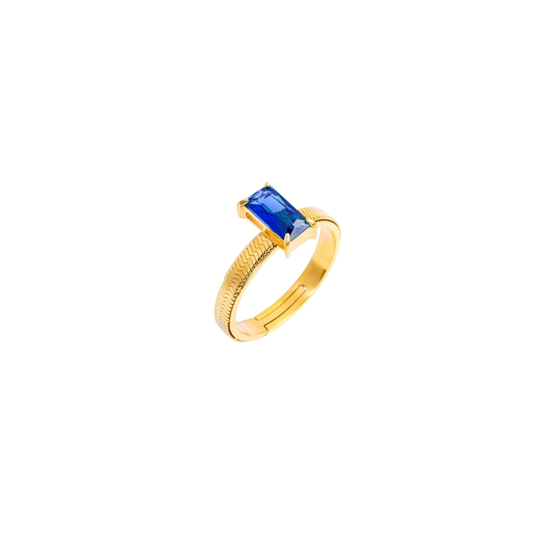 Anello Donna Marlù Sparkless 31AN0003GB-M in Acciaio Pvd Oro Con Cristallo Blu Anello Donna Marlù Sparkless 31AN0003GB-M in Acciaio Pvd Oro Con Cristallo Blu
