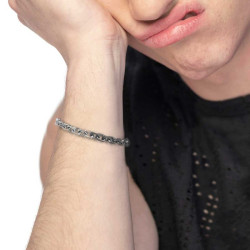 Bracciale Uomo Marlù 30BR0027 Catena Acciaio Silver e Nero