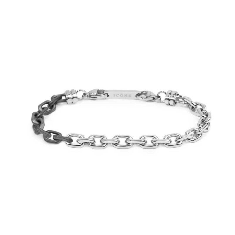 Bracciale Uomo Marlù 30BR0027 Catena Acciaio Silver e Nero
