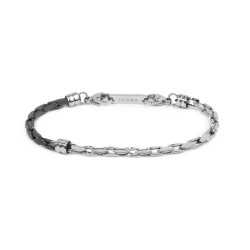 Bracciale Uomo Marlù 30BR0028 Catena Squadrata Acciaio Silver e Nero