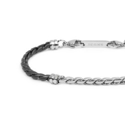 Bracciale Uomo Marlù 30BR0029 Catena Serpentina Acciaio Silver e Nero