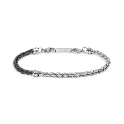 Bracciale Uomo Marlù 30BR0029 Catena Serpentina Acciaio Silver e Nero
