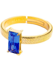 Anello Donna Marlù Sparkless 31AN0003GB-M in Acciaio Pvd Oro Con Cristallo Blu