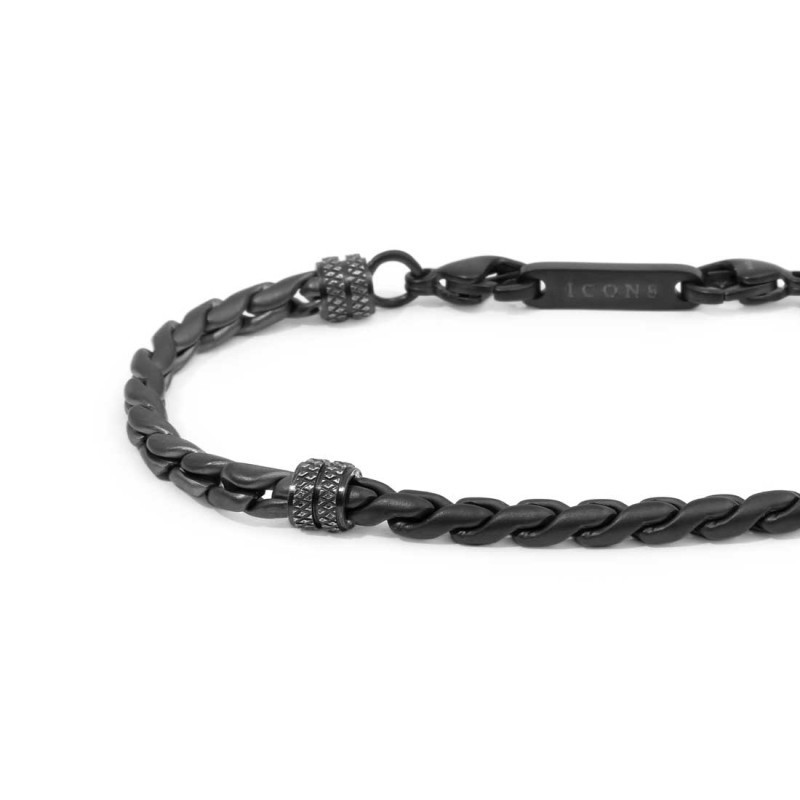 Bracciale Uomo Marlù 30BR0029N Catena Serpentina Acciaio Nero