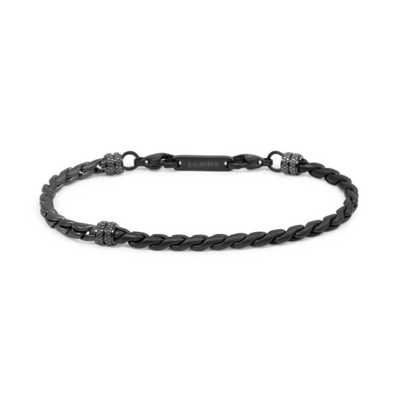 Bracciale Uomo Marlù 30BR0029N Catena Serpentina Acciaio Nero